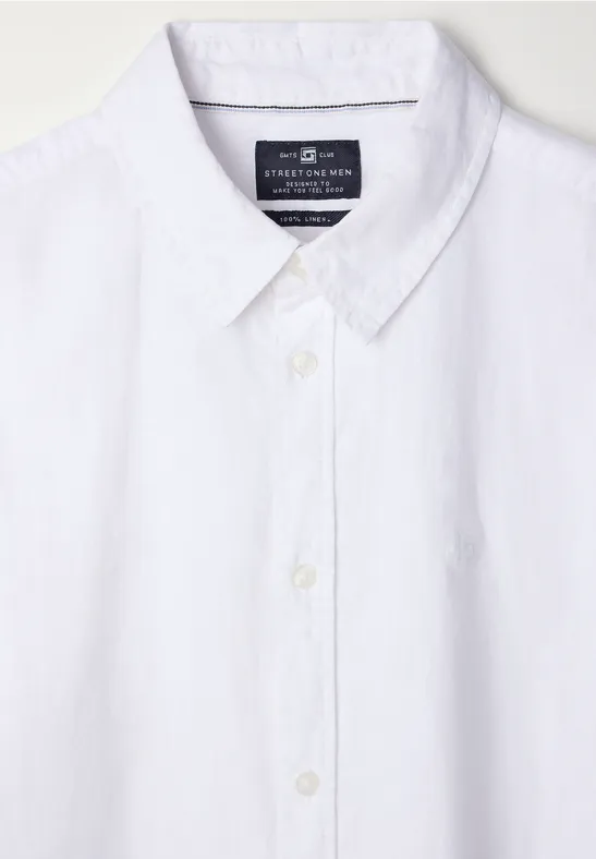 Langarmhemd aus Leinen White