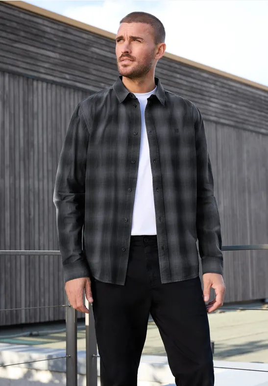 Chemise à carreaux en coton heavy grey