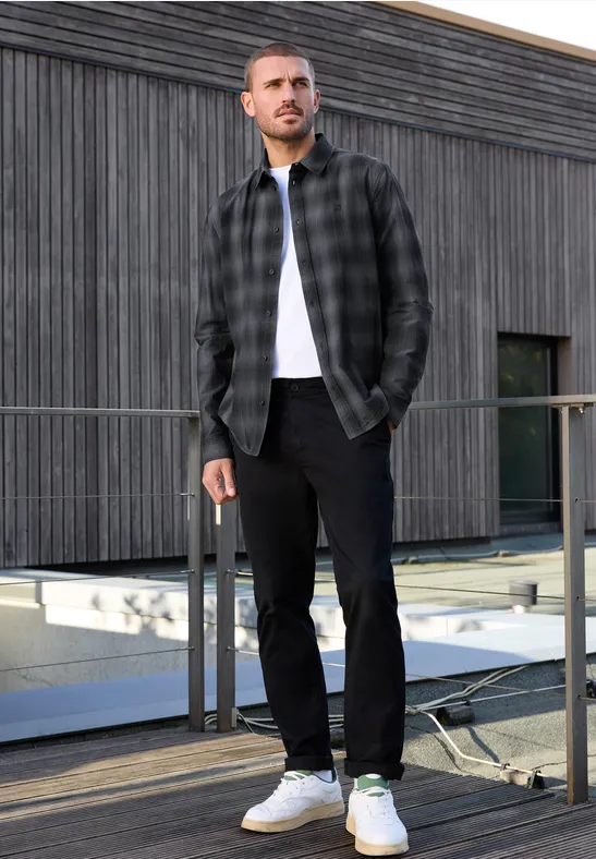 Chemise à carreaux en coton heavy grey