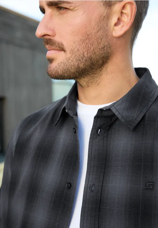 Chemise à carreaux en coton heavy grey