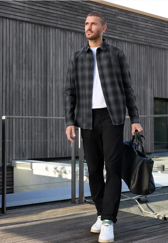 Chemise à carreaux en coton heavy grey