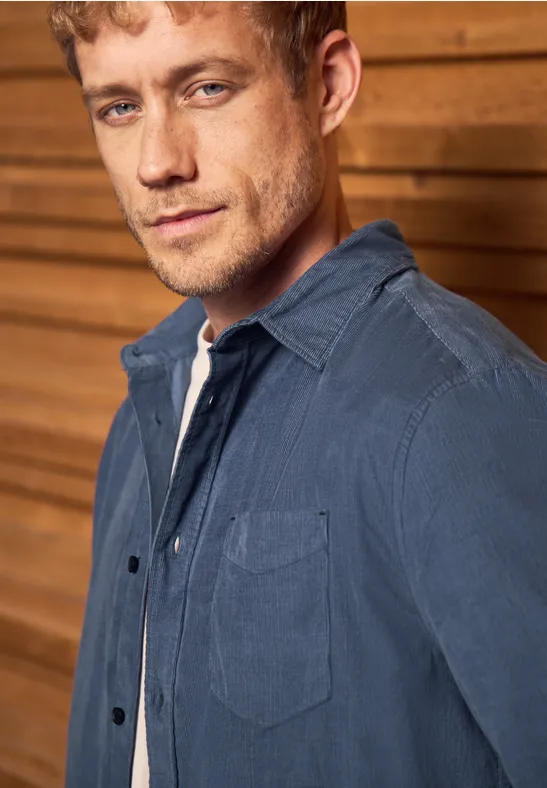 Chemise en velours côtelé doux balanced blue