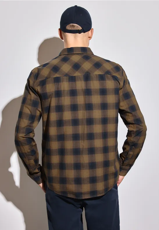 Chemise à carreaux en coton ash brown