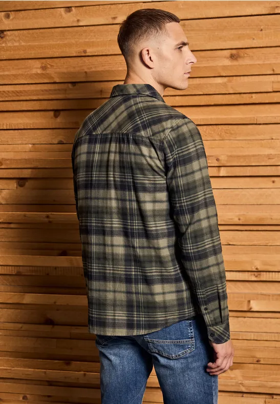 Kariertes Flanellhemd dark olive green