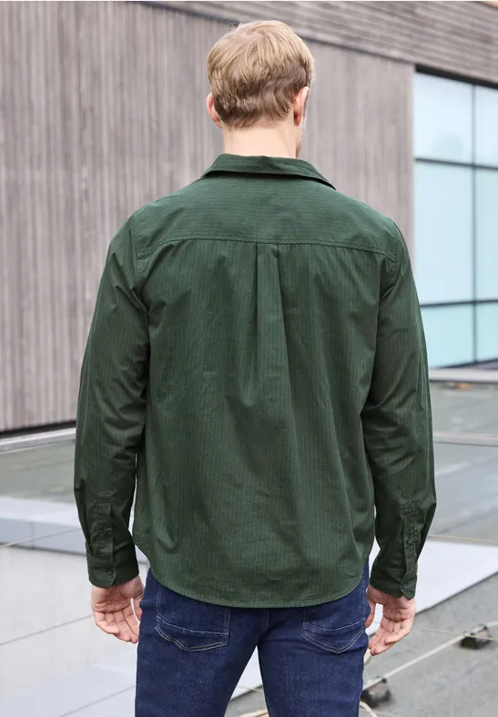 Popeline Herringbone Hemd soft olive green