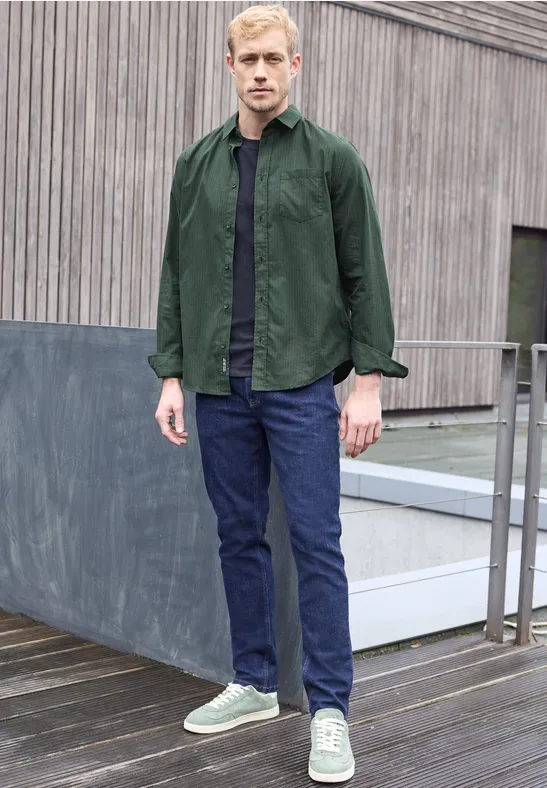 Popeline Herringbone Hemd soft olive green