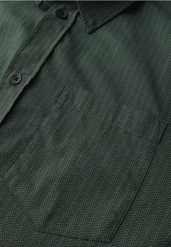 Popeline Herringbone Hemd soft olive green