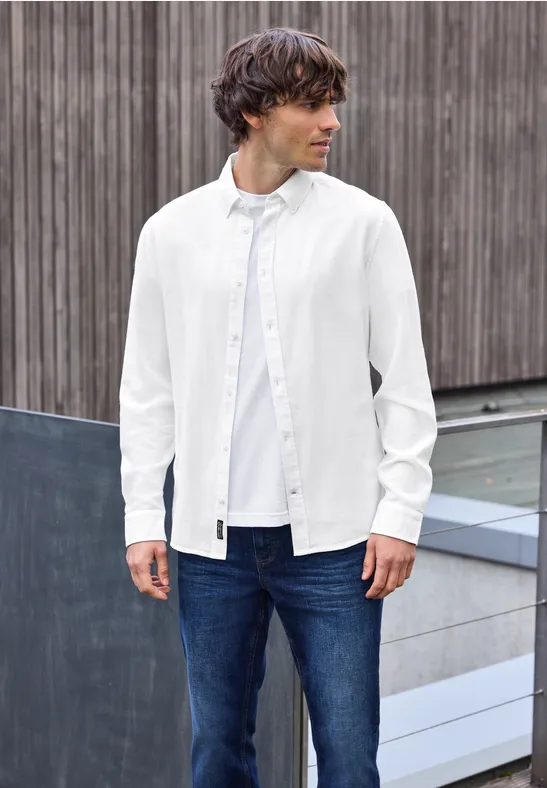 Shirt met piquéstructuur bright white