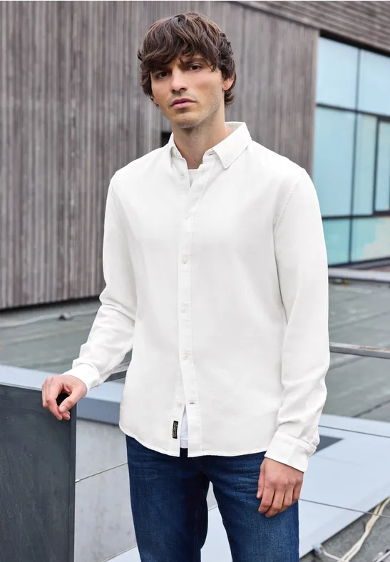 Shirt met piquéstructuur bright white