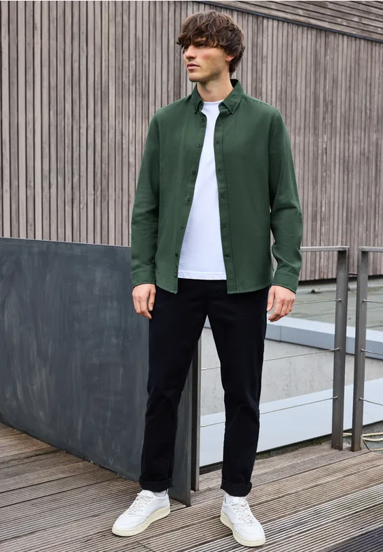 Koszula z teksturą piquée soft olive green