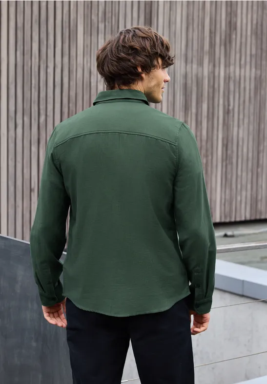 Koszula z teksturą piquée soft olive green