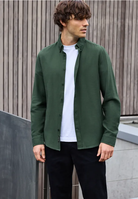 Koszula z teksturą piquée soft olive green