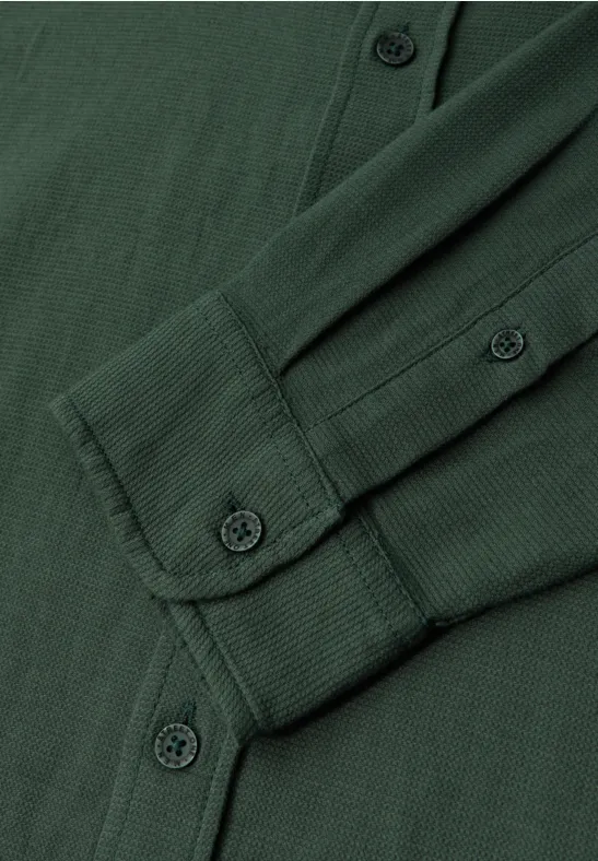 Koszula z teksturą piquée soft olive green