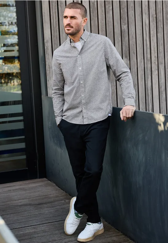 Chemise en popeline à motifs bright white