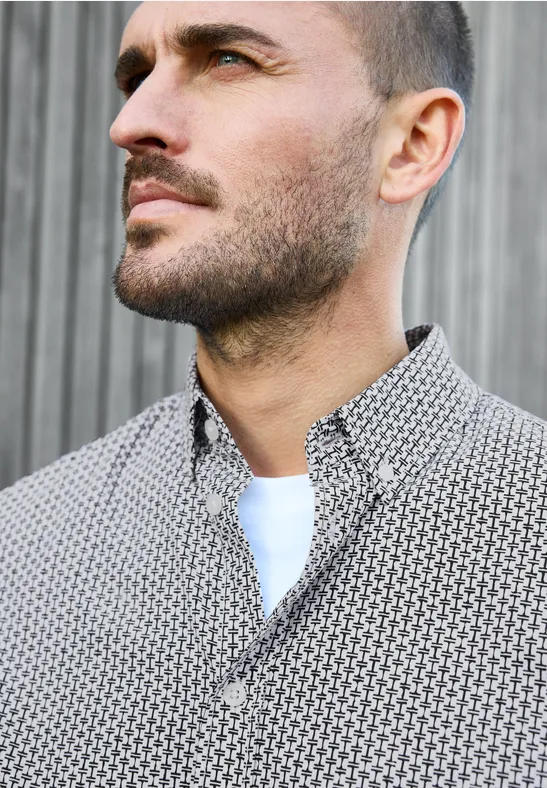 Chemise en popeline à motifs bright white