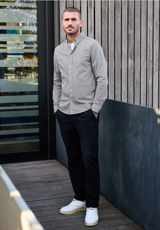 Chemise en popeline à motifs bright white