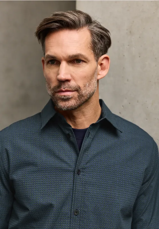 Chemise Popeline Minimal Print nocturnal blue