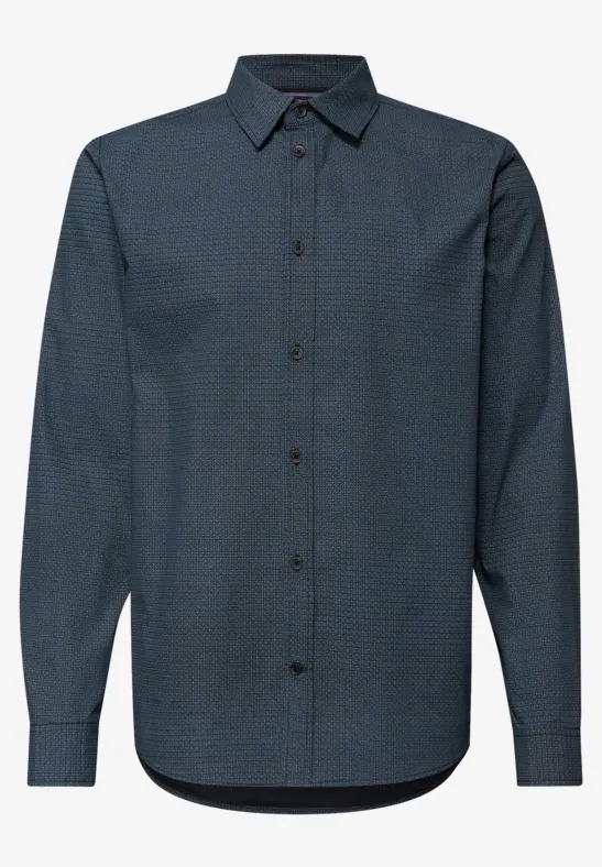Chemise Popeline Minimal Print nocturnal blue