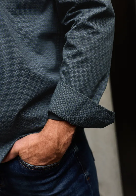 Chemise Popeline Minimal Print nocturnal blue