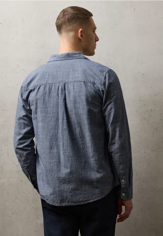 Chambray overhemd dark ink blue