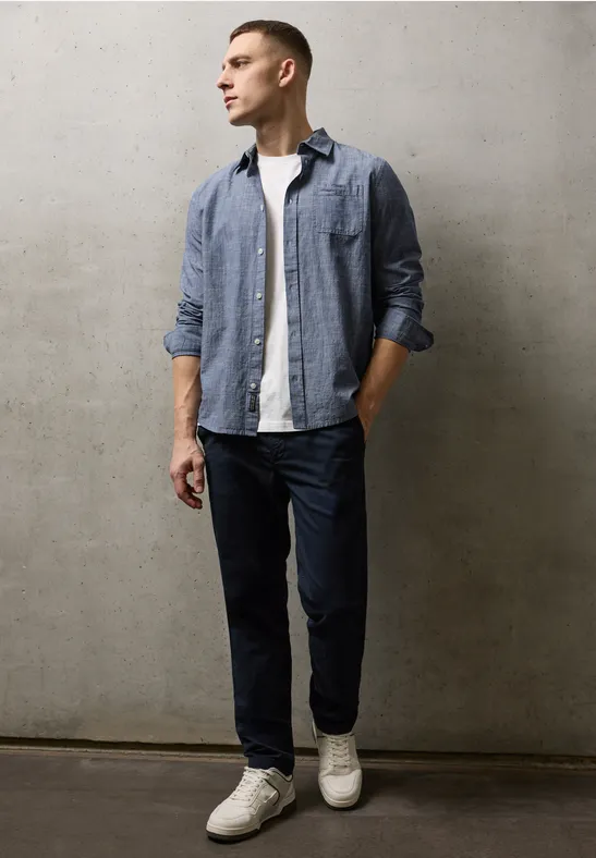 Chambray overhemd dark ink blue