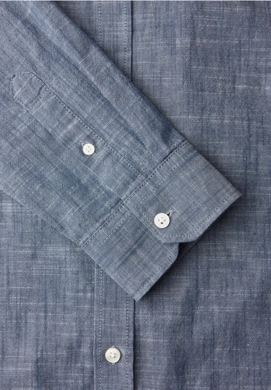 Chambray overhemd dark ink blue