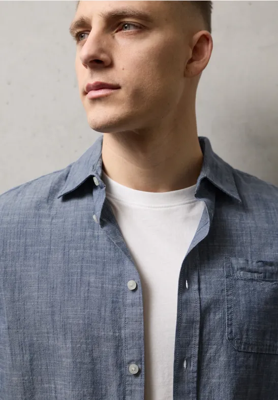 Chambray overhemd dark ink blue