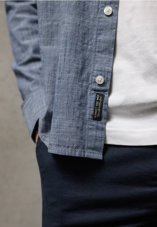 Chambray overhemd dark ink blue