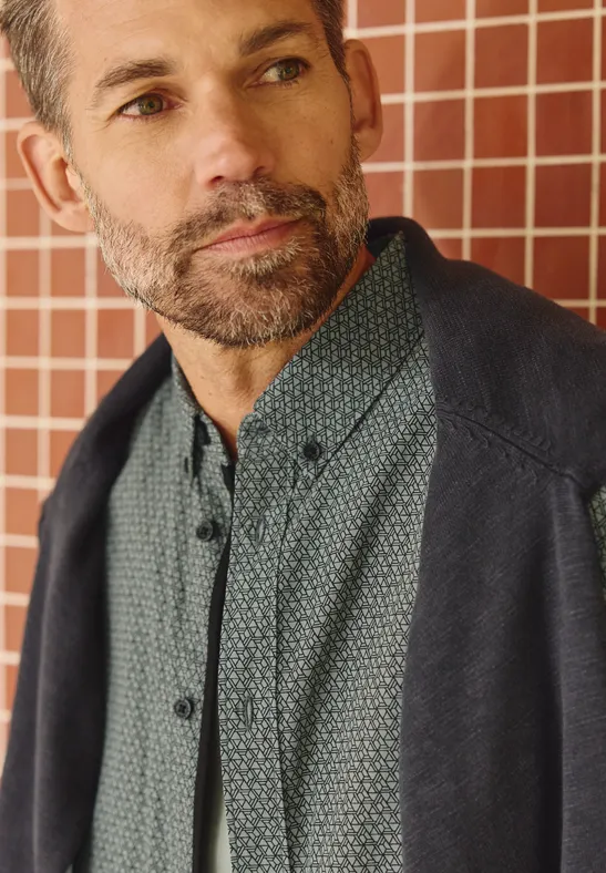 Popeline overhemd dusty mint