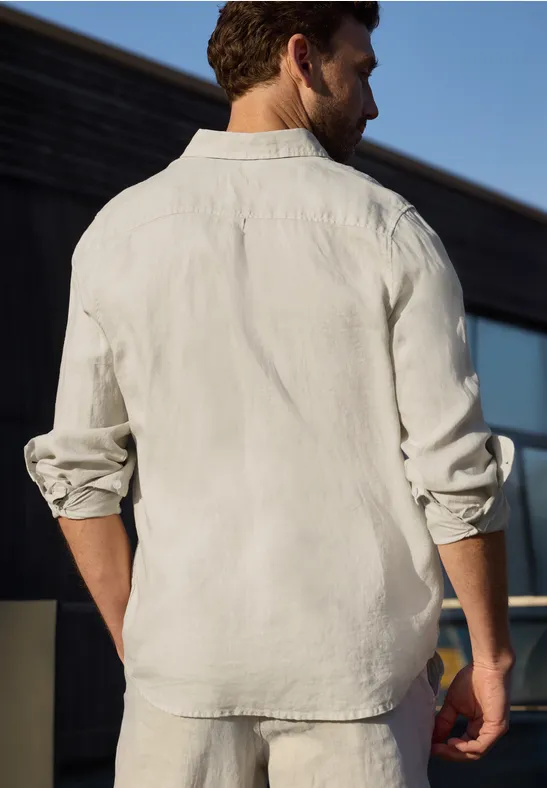 Chemise à manches longues en lin bohemian beige