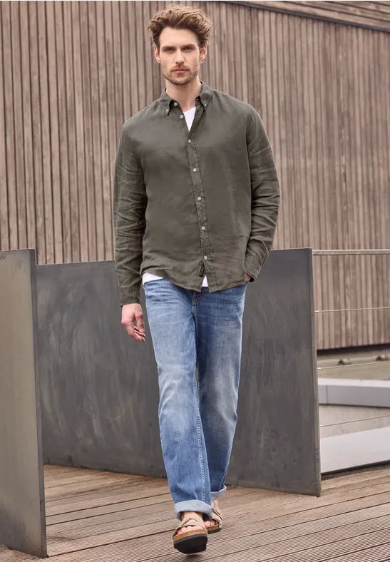 Langarm Hemd aus Leinen oak brown