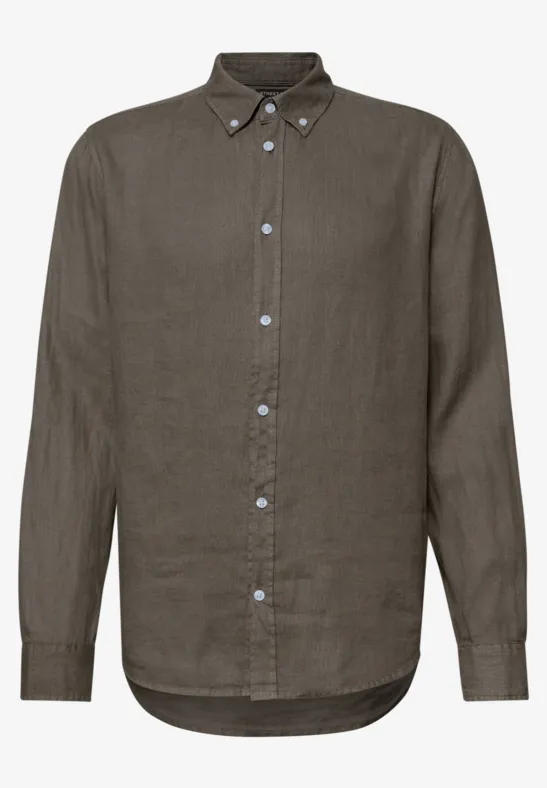 Langarm Hemd aus Leinen oak brown