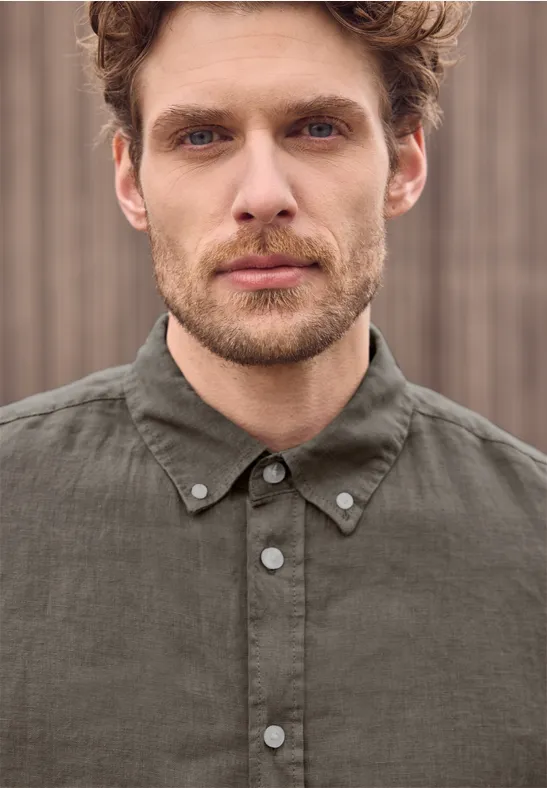 Langarm Hemd aus Leinen oak brown