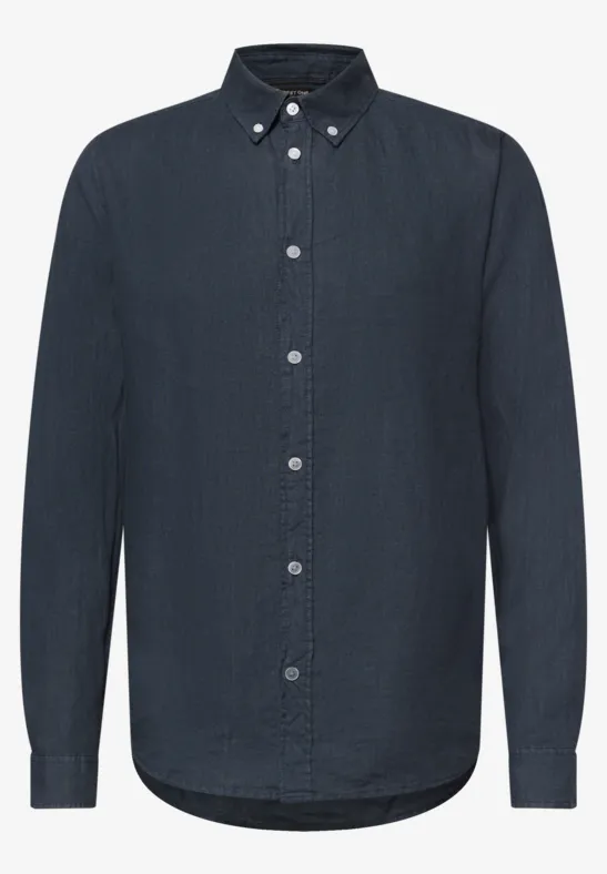 Langarm Hemd aus Leinen river blue