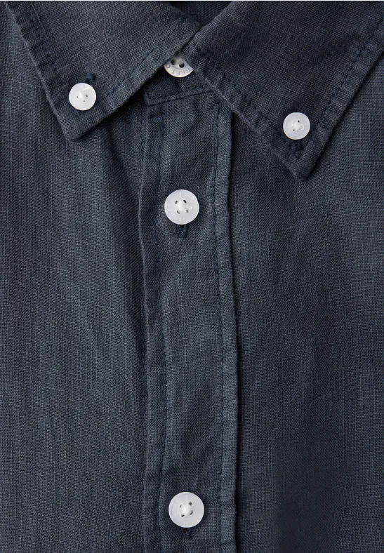 Langarm Hemd aus Leinen river blue