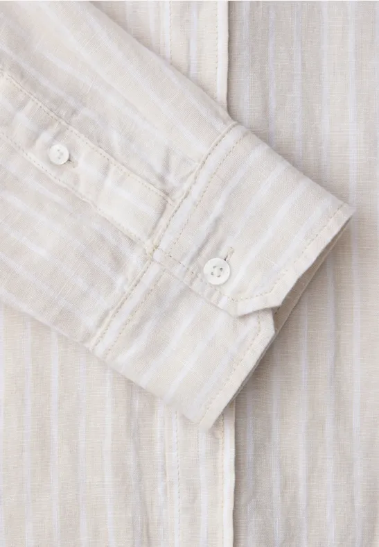Langarm Hemd aus Leinen mit Streifen bohemian beige