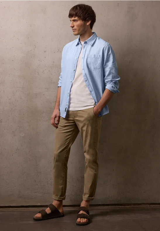 Langarm Hemd aus Leinenmix spring blue