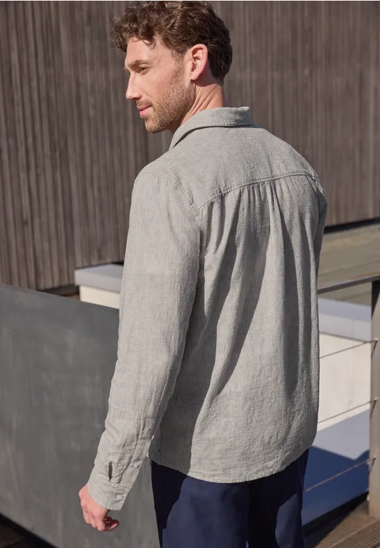 Langarm Hemd aus Leinenmix oak brown