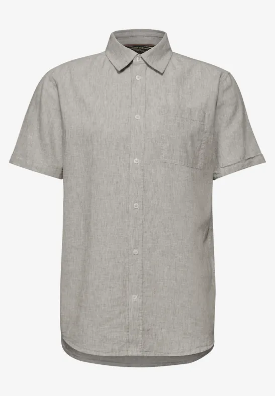 Chemise à manches courtes en lin mélangé oak brown