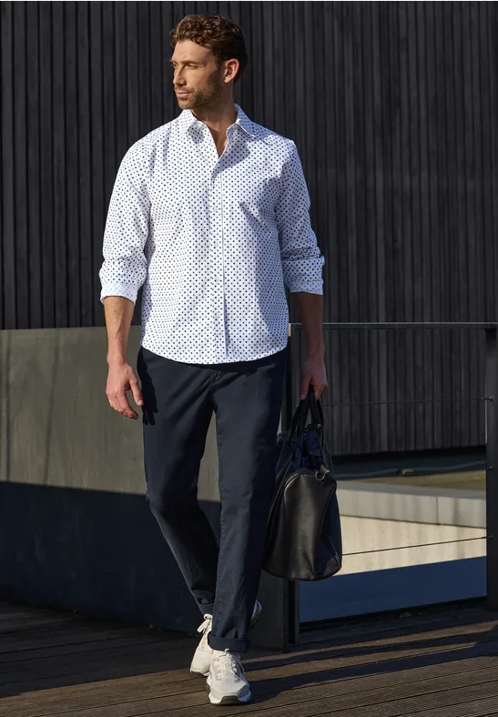 Langarm Hemd in Popeline Qualität bright white