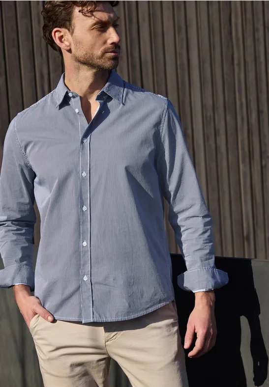 Langarm Hemd in Popeline Qualität bright white