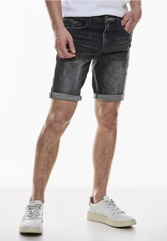 Elastische Jeans Shorts black random wash