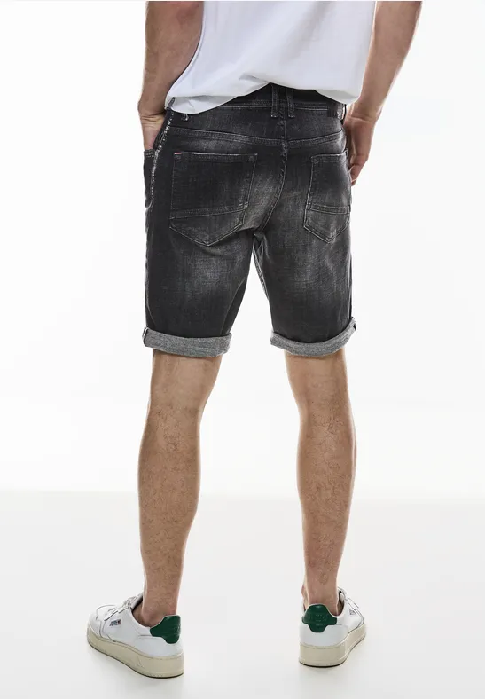 Elastische Jeans Shorts black random wash