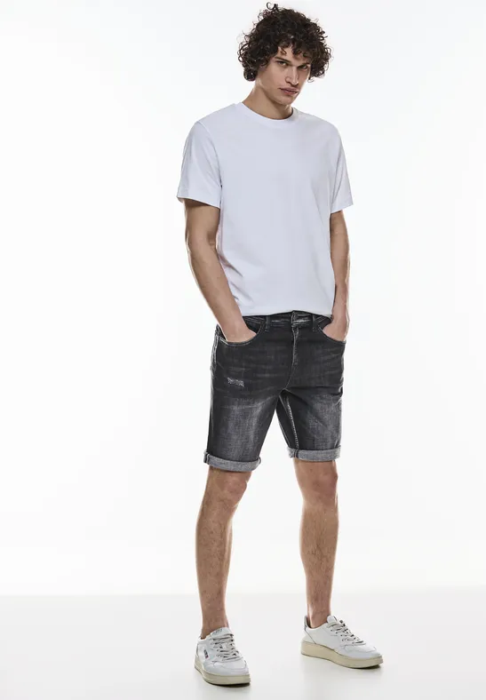 Elastische Jeans Shorts black random wash