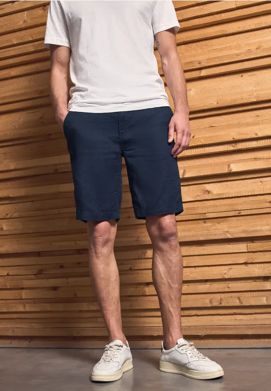 Relaxed Fit linnen shorts dark blue
