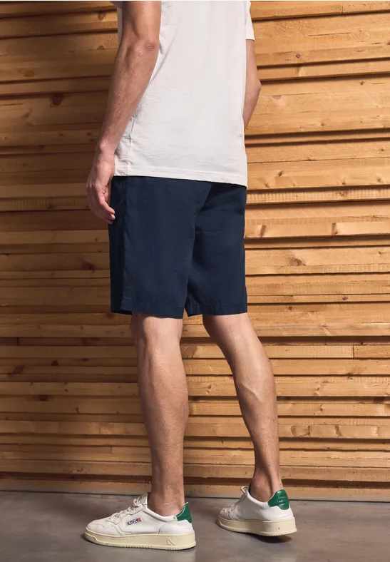 Relaxed Fit linnen shorts dark blue