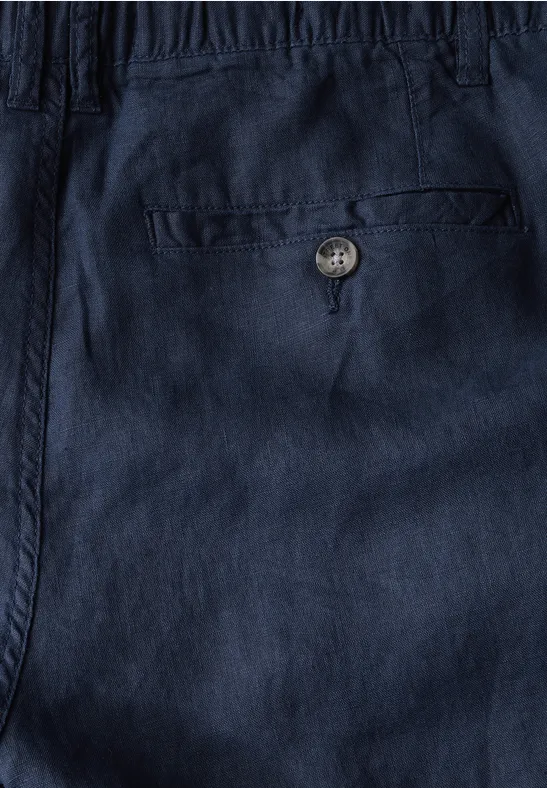 Relaxed Fit linnen shorts dark blue