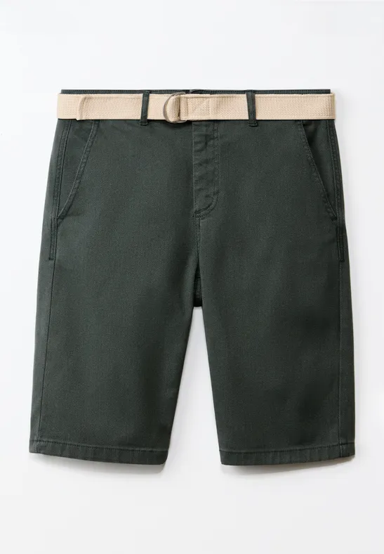 Struktur Chino mit Gürtel pine green