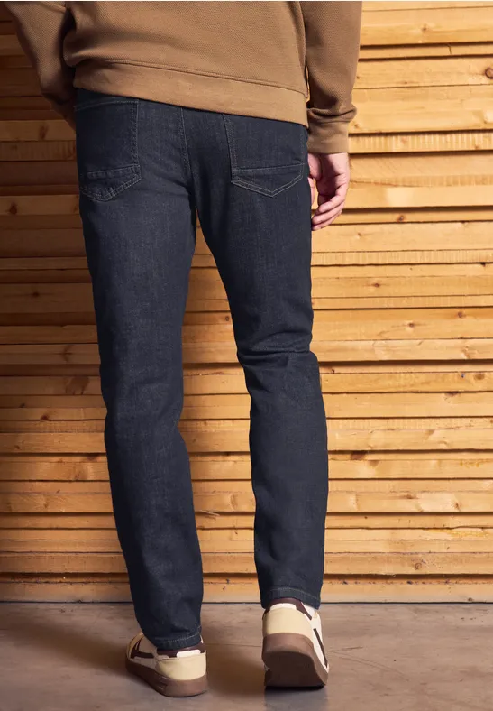Straight Leg Jeans dark blue rinsed wash