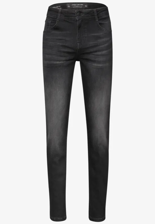 Jeans met smalle pijpen black random wash